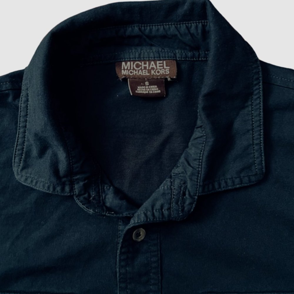 Michael Kors Men's Short Sleeve Collared Shirt Navy Blue, Size S - Picture 4 of 6